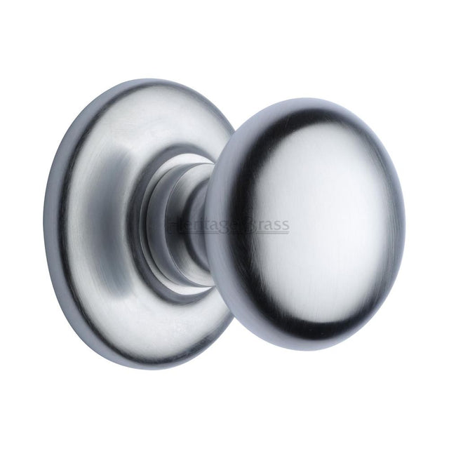 This is an image of a Heritage Brass - Centre Door Knob Round Design 3" Satin Chrome Finish, v901-sc that is available to order from T.H Wiggans Ironmongery in Kendal.