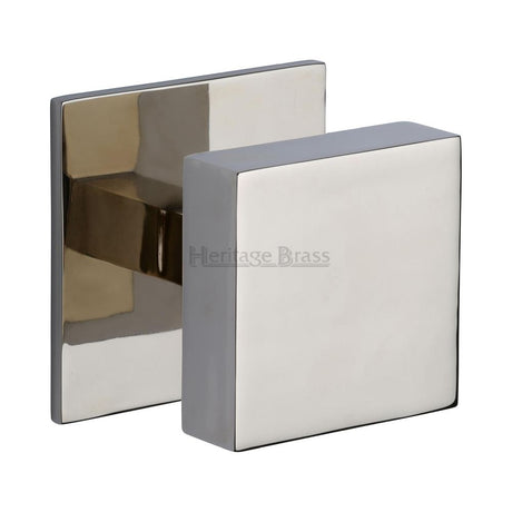 This is an image of a Heritage Brass - Centre Door Knob Square Design 3" Polished Nickel Finish, v908-pnf that is available to order from T.H Wiggans Ironmongery in Kendal.