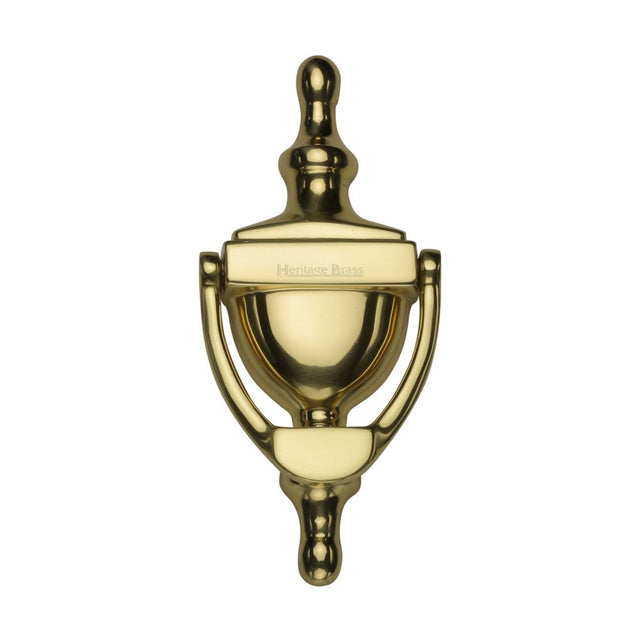 This is an image of a Heritage Brass - Urn Knocker 6" Polished Brass Finish, v910-152-pb that is available to order from T.H Wiggans Ironmongery in Kendal.