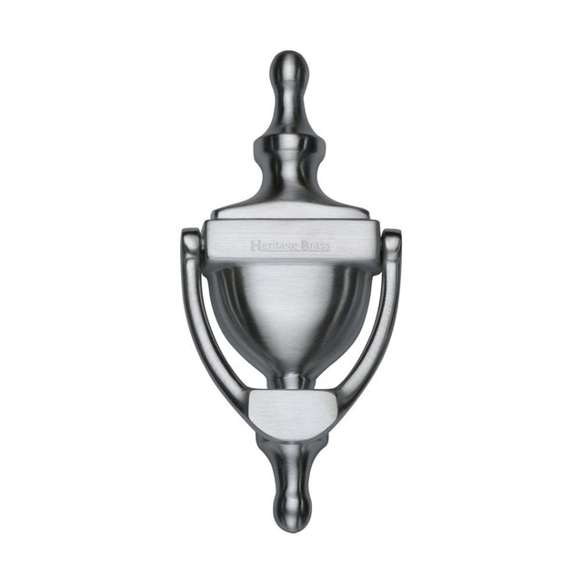This is an image of a Heritage Brass - Urn Knocker 6" Satin Chrome Finish, v910-152-sc that is available to order from T.H Wiggans Ironmongery in Kendal.