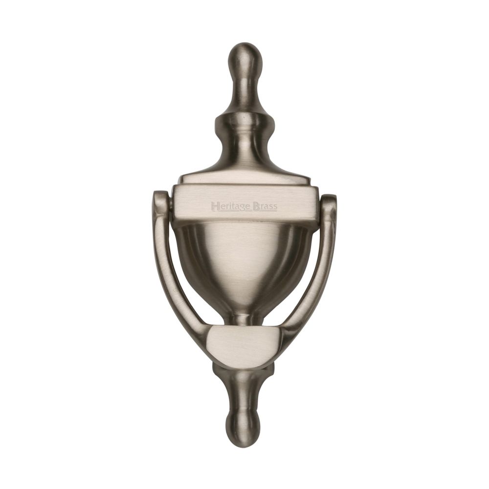 This is an image of a Heritage Brass - Urn Knocker 6" Satin Nickel Finish, v910-152-sn that is available to order from T.H Wiggans Ironmongery in Kendal.
