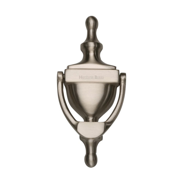 This is an image of a Heritage Brass - Urn Knocker 6" Satin Nickel Finish, v910-152-sn that is available to order from T.H Wiggans Ironmongery in Kendal.