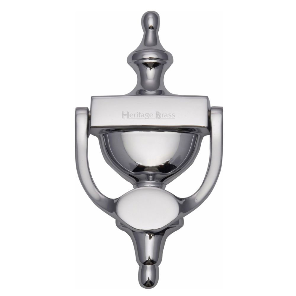 This is an image of a Heritage Brass - Urn Knocker 7 1/4" Polished Chrome Finish, v910-195-pc that is available to order from T.H Wiggans Ironmongery in Kendal.