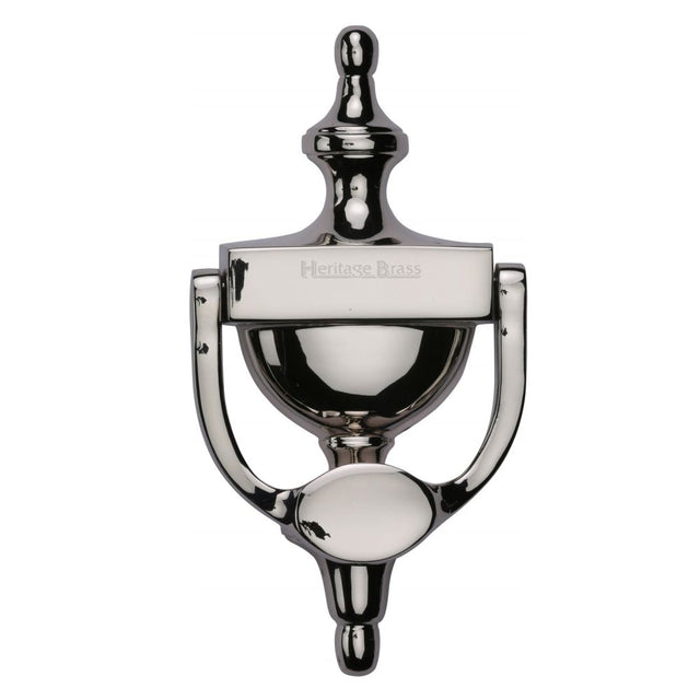 This is an image of a Heritage Brass - Urn Knocker 7 1/4" Polished Nickel Finish, v910-195-pnf that is available to order from T.H Wiggans Ironmongery in Kendal.
