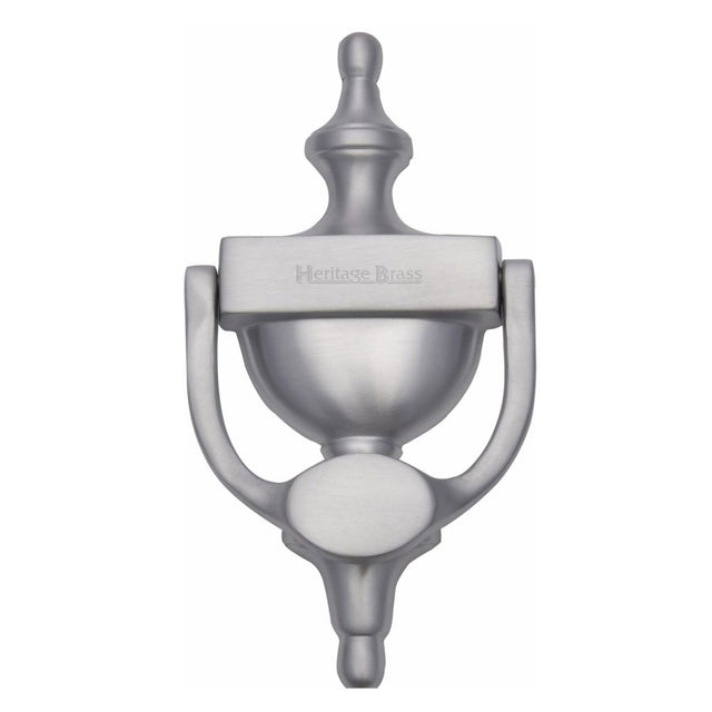 This is an image of a Heritage Brass - Urn Knocker 7 1/4" Satin Chrome Finish, v910-195-sc that is available to order from T.H Wiggans Ironmongery in Kendal.