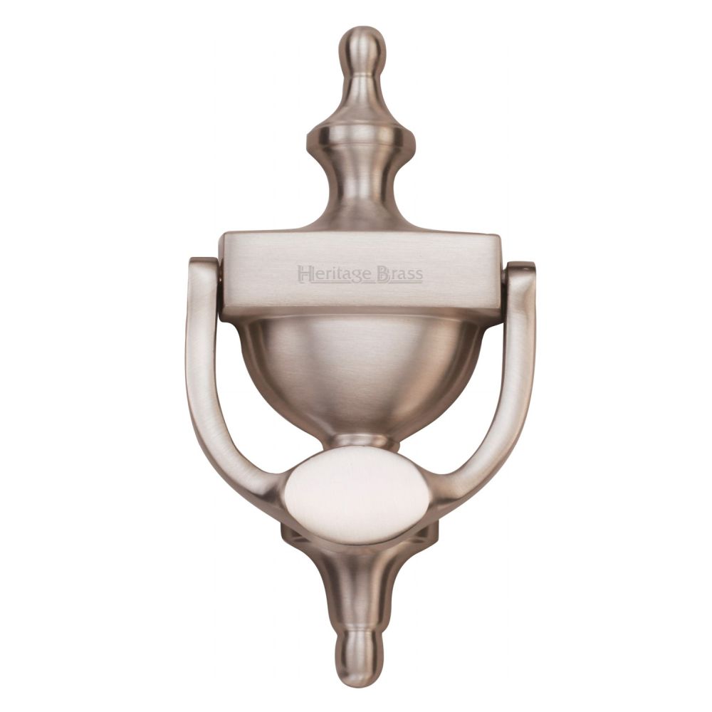 This is an image of a Heritage Brass - Urn Knocker 7 1/4" Satin Nickel Finish, v910-195-sn that is available to order from T.H Wiggans Ironmongery in Kendal.
