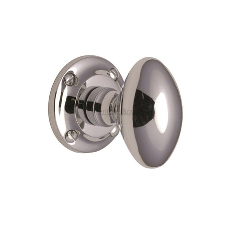 This is an image of a Heritage Brass - Mortice Knob on Rose Suffolk Design Polished Chrome Finish, v960-pc that is available to order from T.H Wiggans Ironmongery in Kendal.