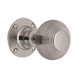This is an image of a Heritage Brass - Mortice Knob on Rose Reeded Design Polished Chrome Finish, v971-pc that is available to order from T.H Wiggans Ironmongery in Kendal.