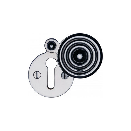 This is an image of a Heritage Brass - Covered Keyhole Reeded Polished Chrome Finish, v972-pc that is available to order from T.H Wiggans Ironmongery in Kendal.