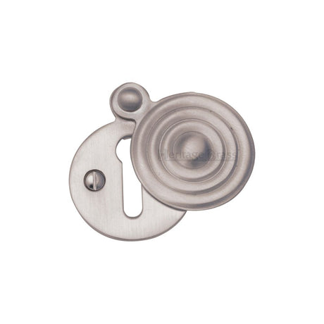 This is an image of a Heritage Brass - Covered Keyhole Reeded Satin Nickel Finish, v972-sn that is available to order from T.H Wiggans Ironmongery in Kendal.