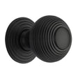 This is an image of a Heritage Brass - Cabinet Knob Reeded Design 38mm Matt Black Finish, v973-38-bkmt that is available to order from T.H Wiggans Ironmongery in Kendal.