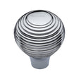 This is an image of a Heritage Brass - Cabinet Knob Reeded Design 32mm Polished Chrome Finish, v974-32-pc that is available to order from T.H Wiggans Ironmongery in Kendal.