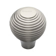 This is an image of a Heritage Brass - Cabinet Knob Reeded Design 32mm Satin Nickel Finish, v974-32-sn that is available to order from T.H Wiggans Ironmongery in Kendal.