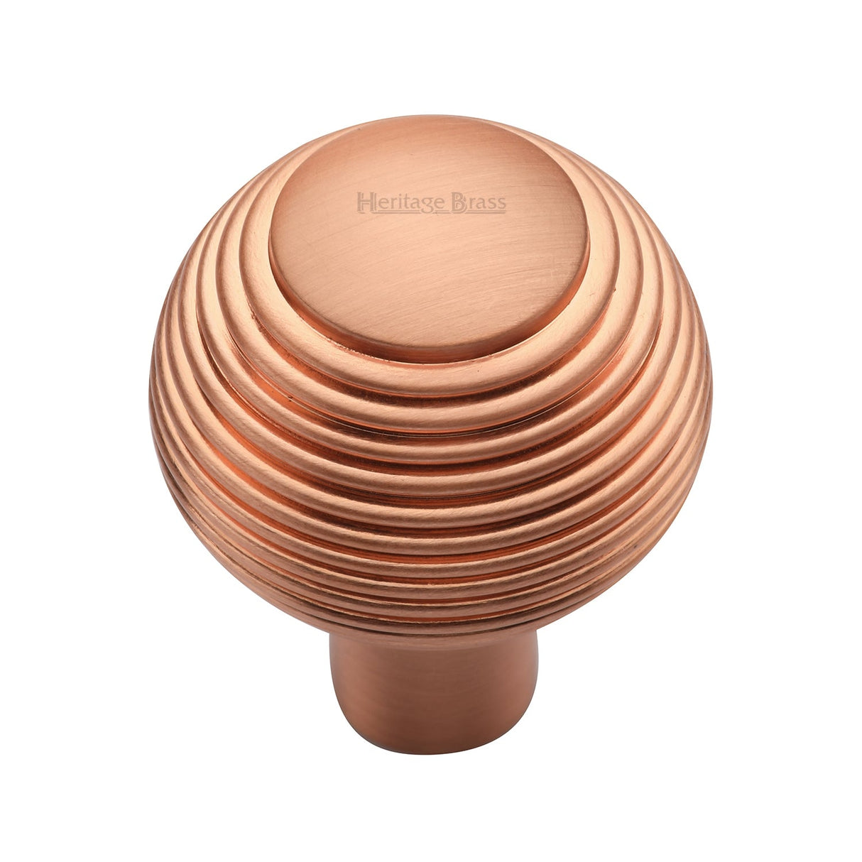 This is an image of a Heritage Brass - Cabinet Knob Reeded Design 32mm Satin Rose Gold finish, v974-32-srg that is available to order from T.H Wiggans Ironmongery in Kendal.