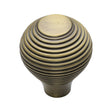 This is an image of a Heritage Brass - Cabinet Knob Reeded Design 38mm Antique Brass Finish, v974-38-at that is available to order from T.H Wiggans Ironmongery in Kendal.