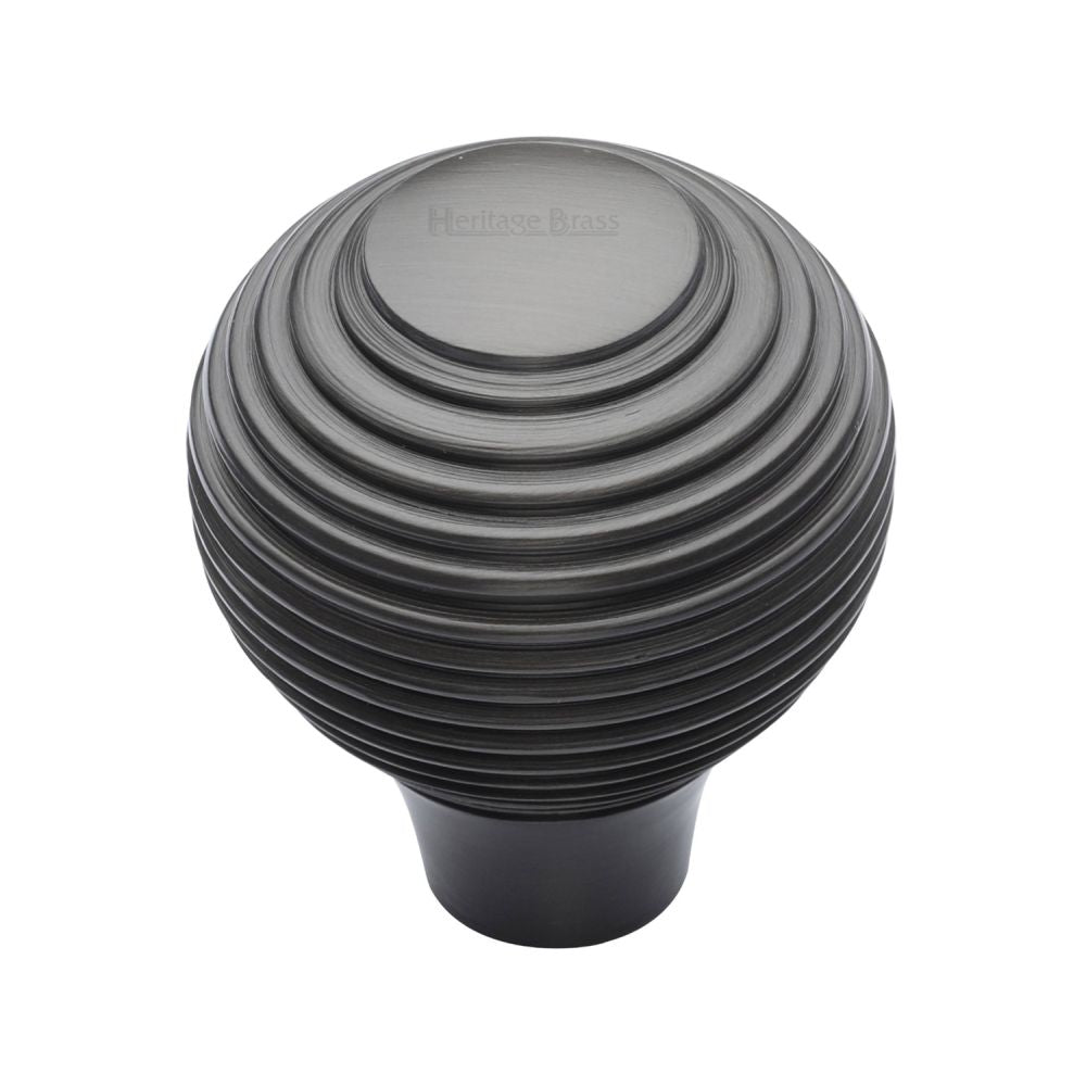 This is an image of a Heritage Brass - Cabinet Knob Reeded Design 38mm Matt Bronze Finish, v974-38-mb that is available to order from T.H Wiggans Ironmongery in Kendal.