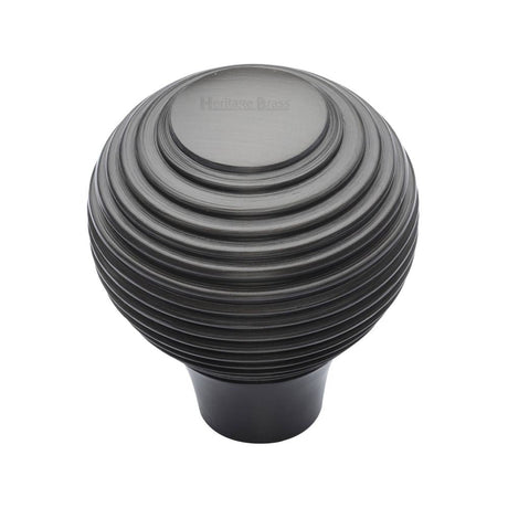 This is an image of a Heritage Brass - Cabinet Knob Reeded Design 38mm Matt Bronze Finish, v974-38-mb that is available to order from T.H Wiggans Ironmongery in Kendal.