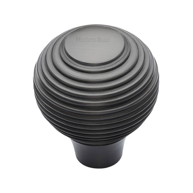 This is an image of a Heritage Brass - Cabinet Knob Reeded Design 38mm Matt Bronze Finish, v974-38-mb that is available to order from T.H Wiggans Ironmongery in Kendal.