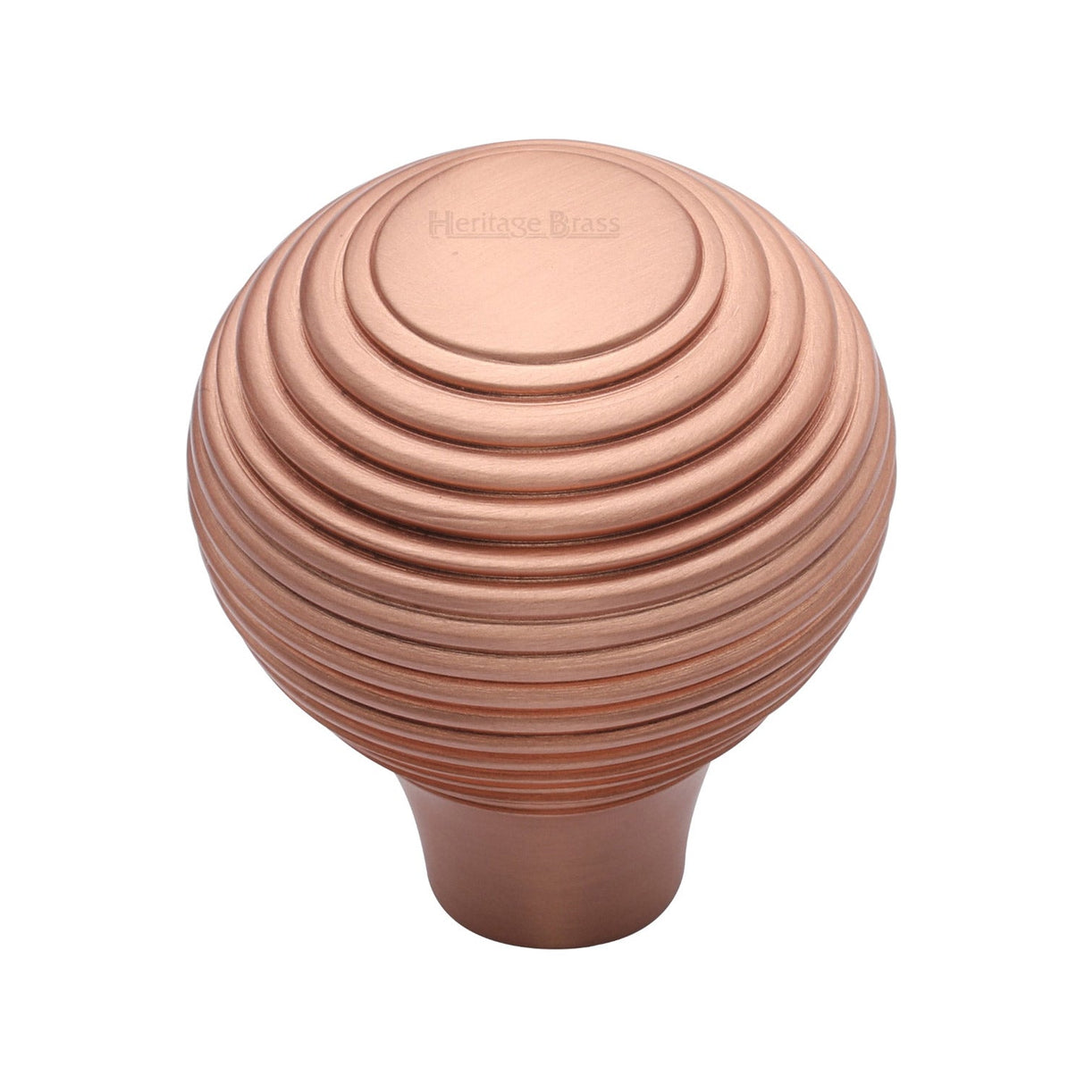 This is an image of a Heritage Brass - Cabinet Knob Reeded Design 38mm Satin Rose Gold finish, v974-38-srg that is available to order from T.H Wiggans Ironmongery in Kendal.