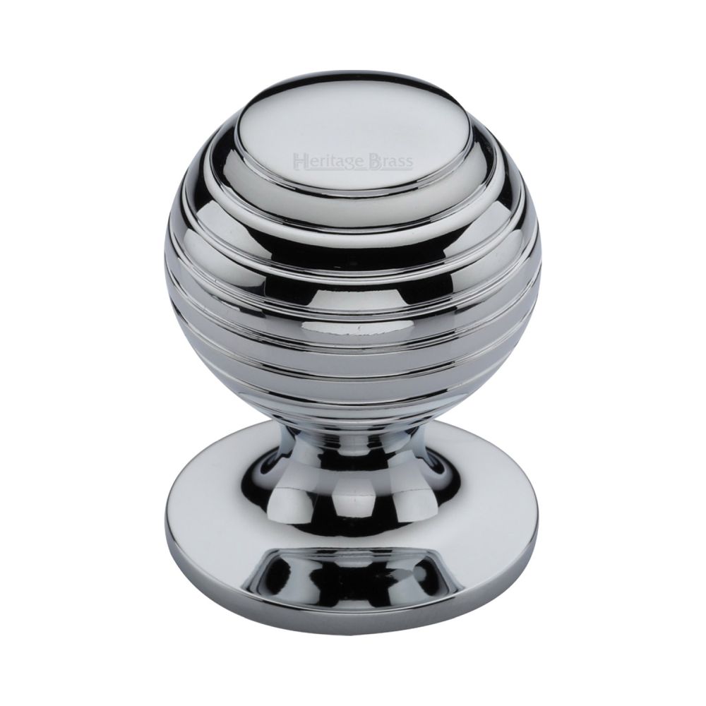 This is an image of a Heritage Brass - Cabinet Knob Beehive Design 32mm Polished Chrome Finish, v976-32-pc that is available to order from T.H Wiggans Ironmongery in Kendal.