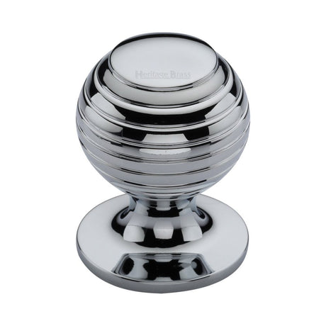 This is an image of a Heritage Brass - Cabinet Knob Beehive Design 32mm Polished Chrome Finish, v976-32-pc that is available to order from T.H Wiggans Ironmongery in Kendal.