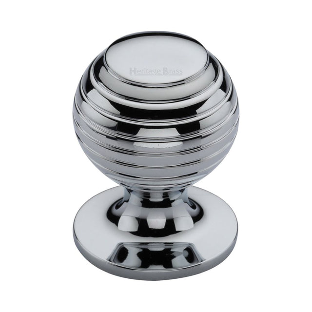 This is an image of a Heritage Brass - Cabinet Knob Beehive Design 32mm Polished Chrome Finish, v976-32-pc that is available to order from T.H Wiggans Ironmongery in Kendal.