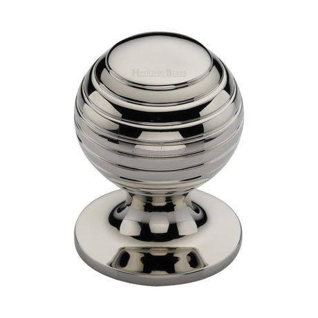 This is an image of a Heritage Brass - Cabinet Knob Beehive Design 32mm Polished Nickel Finish, v976-32-pnf that is available to order from T.H Wiggans Ironmongery in Kendal.