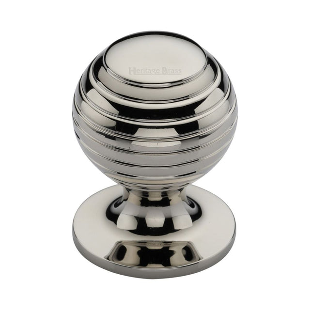 This is an image of a Heritage Brass - Cabinet Knob Beehive Design 32mm Polished Nickel Finish, v976-32-pnf that is available to order from T.H Wiggans Ironmongery in Kendal.