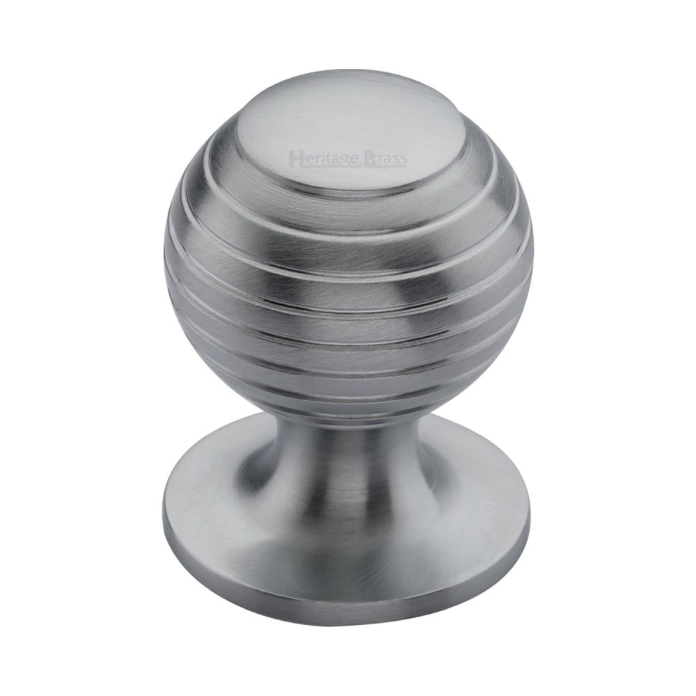 This is an image of a Heritage Brass - Cabinet Knob Beehive Design 32mm Satin Chrome Finish, v976-32-sc that is available to order from T.H Wiggans Ironmongery in Kendal.