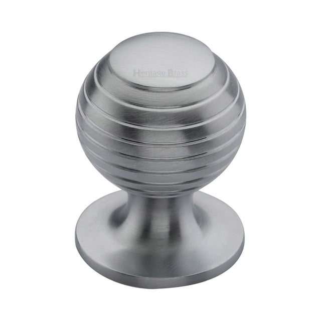 This is an image of a Heritage Brass - Cabinet Knob Beehive Design 32mm Satin Chrome Finish, v976-32-sc that is available to order from T.H Wiggans Ironmongery in Kendal.