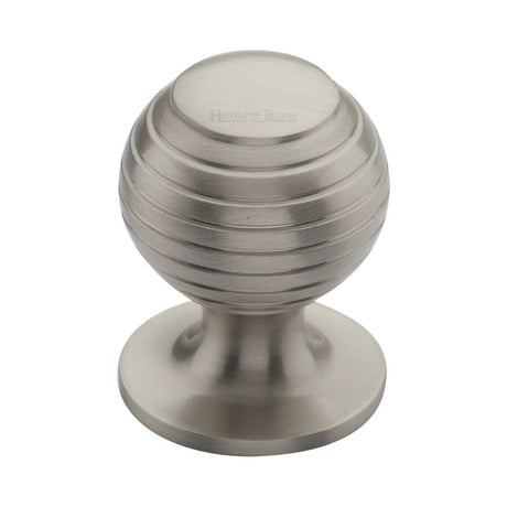 This is an image of a Heritage Brass - Cabinet Knob Beehive Design 32mm Satin Nickel Finish, v976-32-sn that is available to order from T.H Wiggans Ironmongery in Kendal.