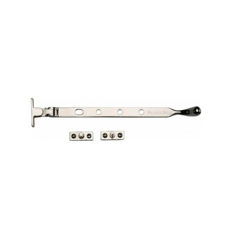 This is an image of a Heritage Brass - Casement Window Stay Ball Design 10" Polished Nickel Finish, v992-10-pnf that is available to order from T.H Wiggans Ironmongery in Kendal.