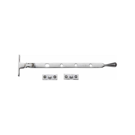 This is an image of a Heritage Brass - Casement Window Stay Ball Design 10" Satin Chrome Finish, v992-10-sc that is available to order from T.H Wiggans Ironmongery in Kendal.