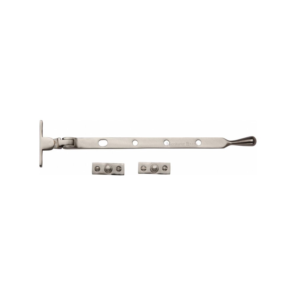 This is an image of a Heritage Brass - Casement Window Stay Ball Design 10" Satin Nickel Finish, v992-10-sn that is available to order from T.H Wiggans Ironmongery in Kendal.