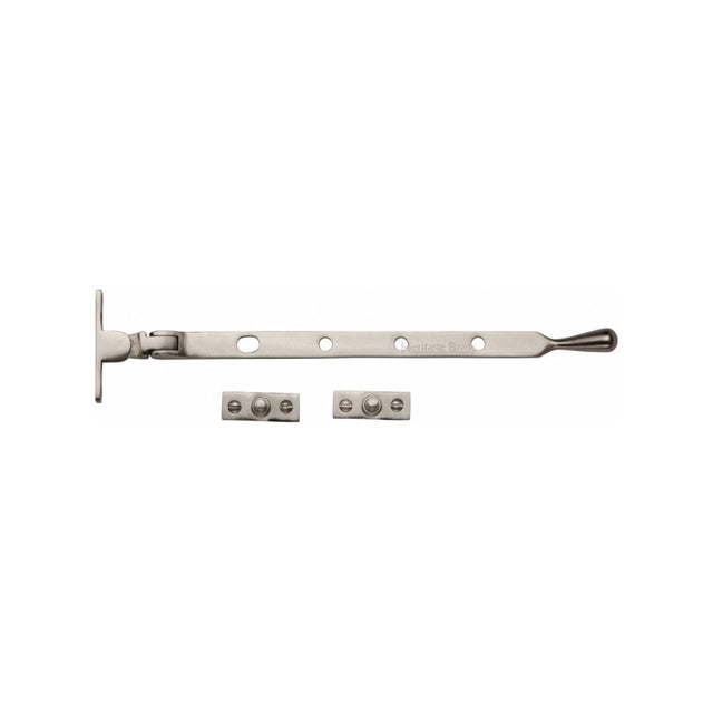 This is an image of a Heritage Brass - Casement Window Stay Ball Design 10" Satin Nickel Finish, v992-10-sn that is available to order from T.H Wiggans Ironmongery in Kendal.