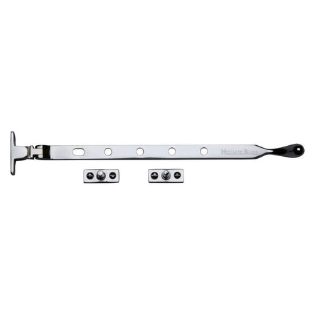 This is an image of a Heritage Brass - Casement Window Stay Ball Design 12" Polished Chrome Finish, v992-12-pc that is available to order from T.H Wiggans Ironmongery in Kendal.