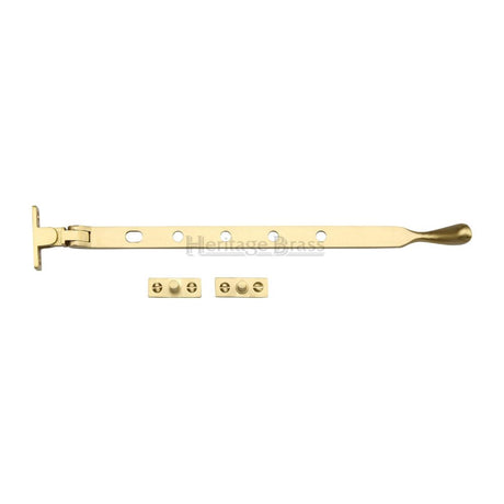 This is an image of a Heritage Brass - Casement Window Stay Ball Design 12" Satin Brass Finish, v992-12-sb that is available to order from T.H Wiggans Ironmongery in Kendal.