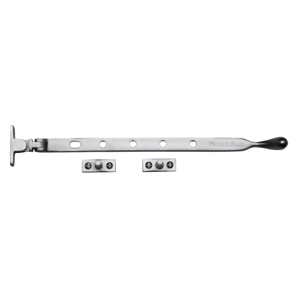 This is an image of a Heritage Brass - Casement Window Stay Ball Design 12" Satin Chrome Finish, v992-12-sc that is available to order from T.H Wiggans Ironmongery in Kendal.