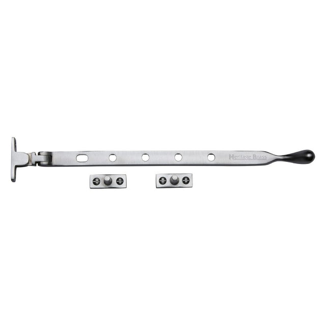 This is an image of a Heritage Brass - Casement Window Stay Ball Design 12" Satin Chrome Finish, v992-12-sc that is available to order from T.H Wiggans Ironmongery in Kendal.
