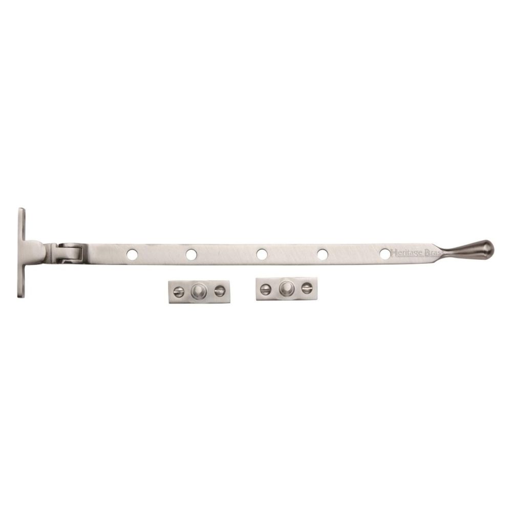 This is an image of a Heritage Brass - Casement Window Stay Ball Design 12" Satin Nickel Finish, v992-12-sn that is available to order from T.H Wiggans Ironmongery in Kendal.