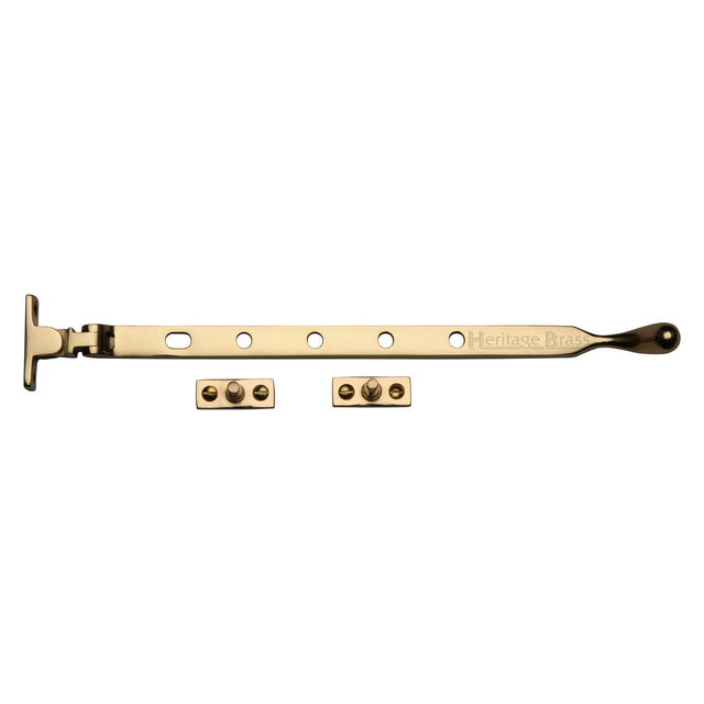 This is an image of a Heritage Brass - Casement Window Stay Ball Design 12 Unlacquered Brass finish, v992-12-ulb that is available to order from T.H Wiggans Ironmongery in Kendal.