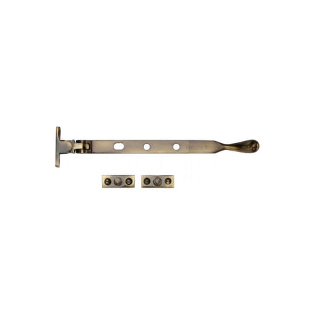 This is an image of a Heritage Brass - Casement Window Stay Ball Design 8" Antique Brass Finish, v992-8-at that is available to order from T.H Wiggans Ironmongery in Kendal.