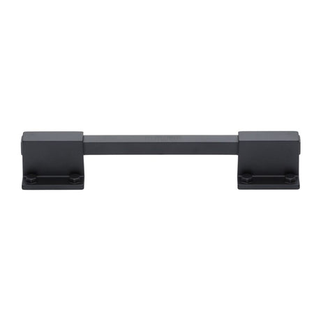 This is an image of a M.Marcus - Railway Kitchen Cabinet Pull Handle Black Matt Finish, vf077-128192-bl that is available to order from T.H Wiggans Ironmongery in Kendal.