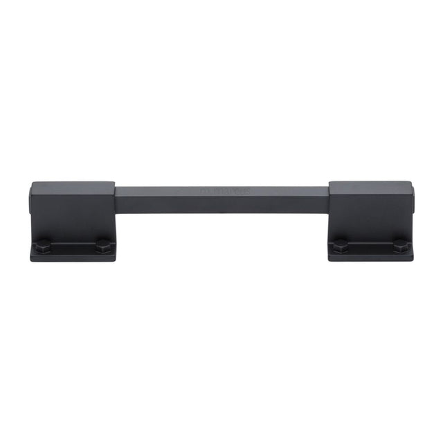 This is an image of a M.Marcus - Railway Kitchen Cabinet Pull Handle Black Matt Finish, vf077-128192-bl that is available to order from T.H Wiggans Ironmongery in Kendal.