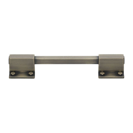 This is an image of a M.Marcus - Railway Kitchen Cabinet Pull Handle Distressed Brass Finish, vf077-128192-db that is available to order from T.H Wiggans Ironmongery in Kendal.