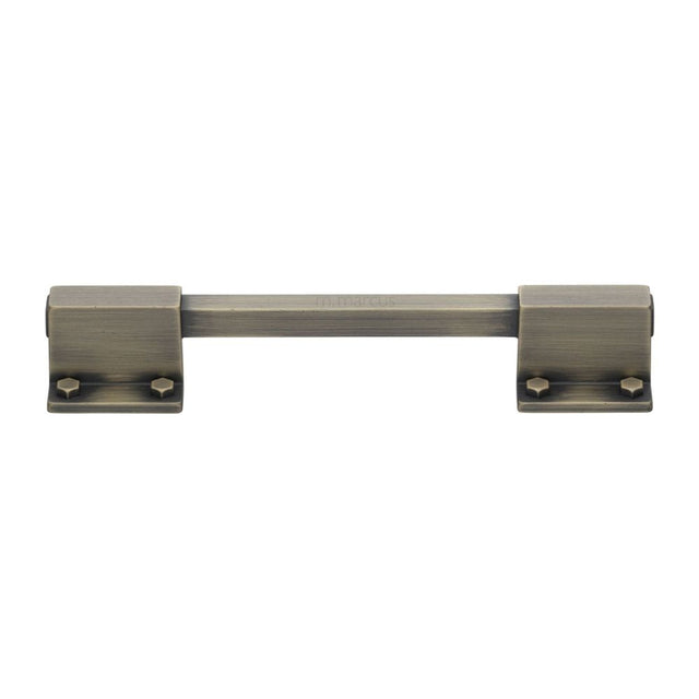 This is an image of a M.Marcus - Railway Kitchen Cabinet Pull Handle Distressed Brass Finish, vf077-128192-db that is available to order from T.H Wiggans Ironmongery in Kendal.