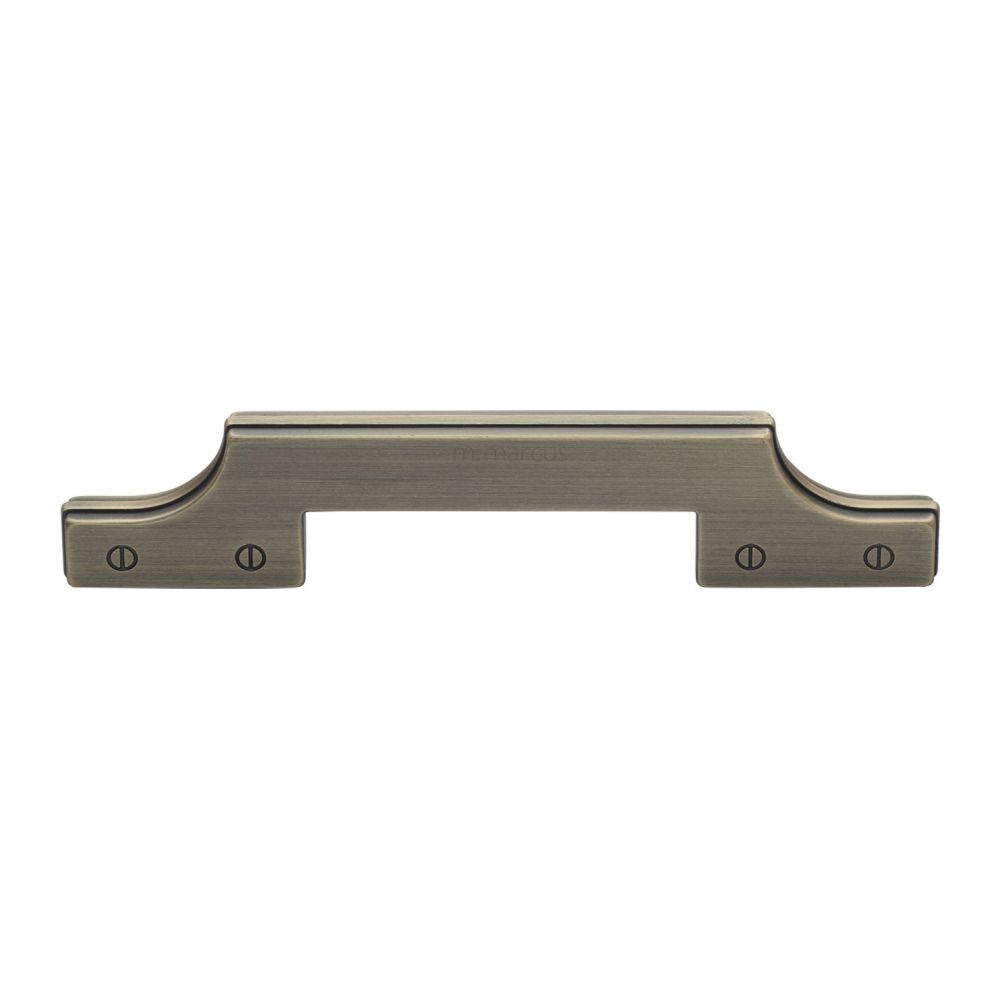 This is an image of a M.Marcus - Detroit Kitchen Cabinet Pull Handle Distressed Brass Finish, vf085-128-db that is available to order from T.H Wiggans Ironmongery in Kendal.
