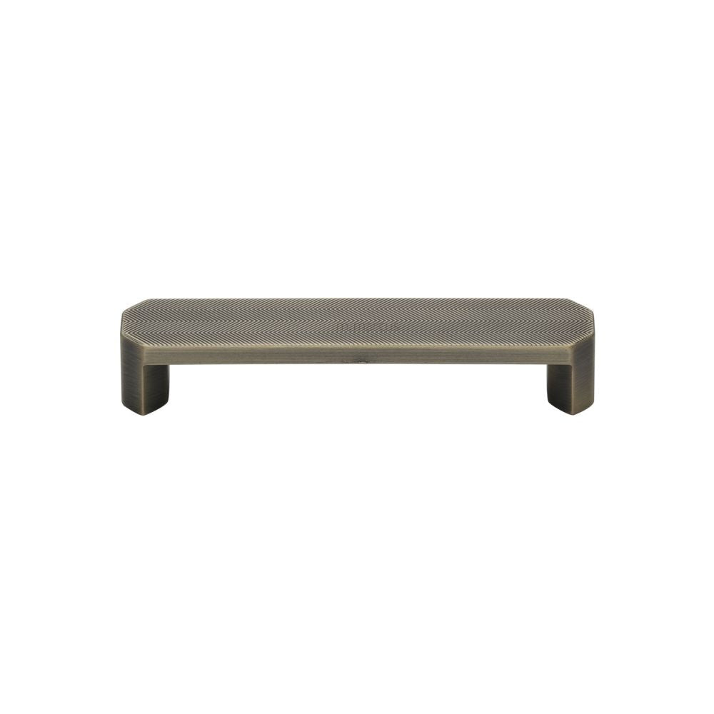 This is an image of a M.Marcus - Canyon Kitchen Cabinet Pull Handle Distressed Brass Finish, vf088-128-db that is available to order from T.H Wiggans Ironmongery in Kendal.