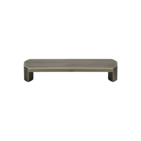 This is an image of a M.Marcus - Canyon Kitchen Cabinet Pull Handle Distressed Brass Finish, vf088-128-db that is available to order from T.H Wiggans Ironmongery in Kendal.