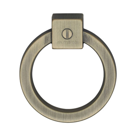 This is an image of a M.Marcus - Ring Cabinet Pull Distressed Brass Finish, vf163-60-db that is available to order from T.H Wiggans Ironmongery in Kendal.